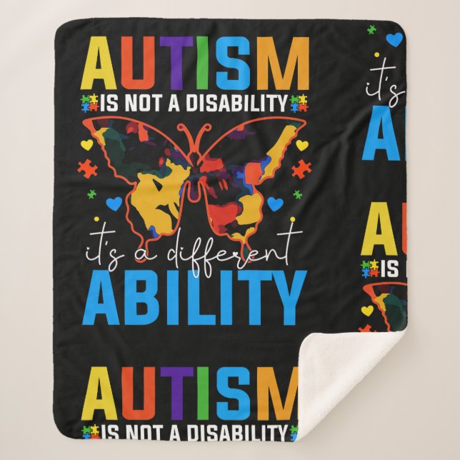 Autism Is Not A Disability It Is A Different Sherpa Blanket (Front)