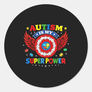 Autism is superpower autism awareness support boy classic round sticker