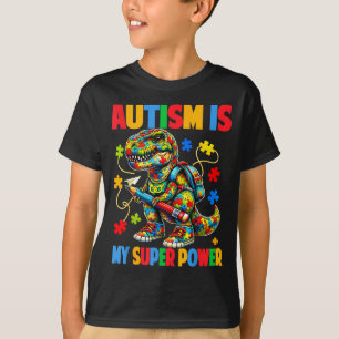 Autism is superpower dino t rex puzzle autism T-Shirt