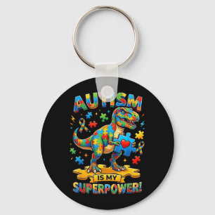 Autism is Superpower T-rex Dino Autism Awareness Key Ring