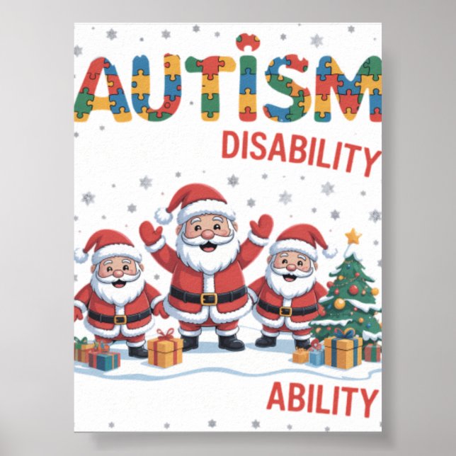 Autism It_s Not A Disability Dabbing Santa Christm Poster (Front)