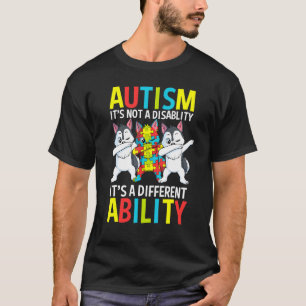 Autism Its A Different Ability Dabbing Siberian Hu T-Shirt