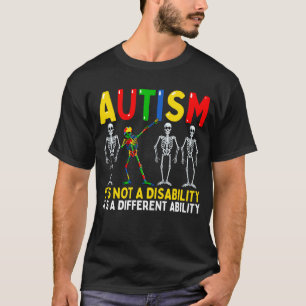 Autism It's A Different Ability Dabbing Skeleton T-Shirt