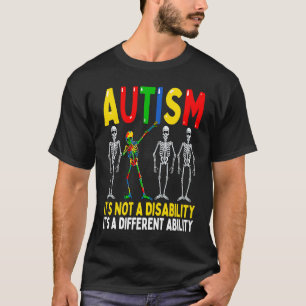 Autism It's A Different Ability Dabbing Skeleton T-Shirt