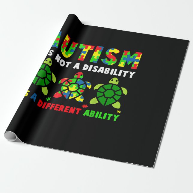 Autism Its Not A Disability Autism Awareness Wrapping Paper (Unrolled)