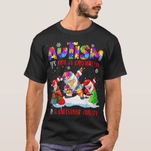 Autism It's Not A Disability Dabbing Santa Christm T-Shirt