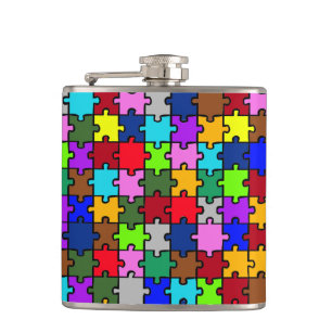 Autism jigsaw hip flask