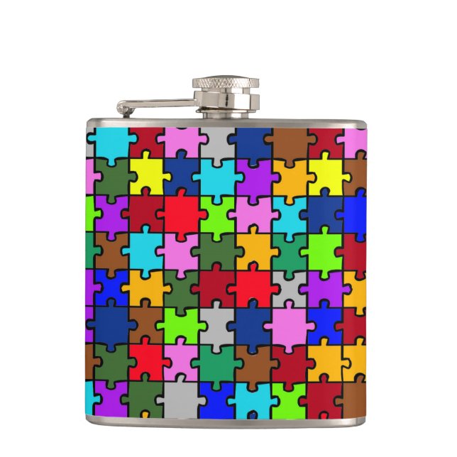 Autism jigsaw hip flask (Front)