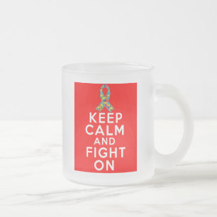 Autism  Keep Calm and Fight On Frosted Glass Coffee Mug