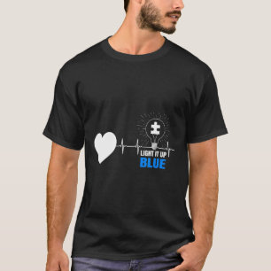 Autism-Light It Up Blue Heartbeat Autism Gifts Fo T-Shirt