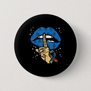 Autism lip dont judge asd ribbon awareness support 6 cm round badge