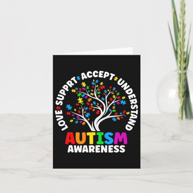 Autism Love Accept Support Autistic Autism Awarene Card (Front)