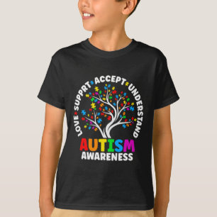 Autism Love Accept Support Autistic Autism Awarene T-Shirt