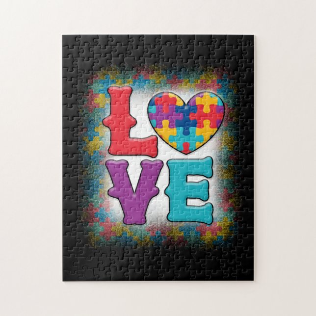 Autism LOVE Awareness Month Jigsaw Puzzle Heart (Vertical)