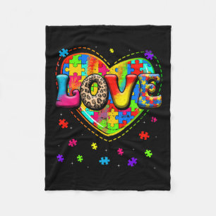 Autism Love Heart Autism Awareness Month For Men W Fleece Blanket