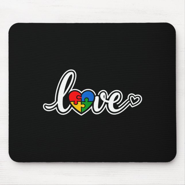 Autism love puzzle heart awareness  mouse mat (Front)