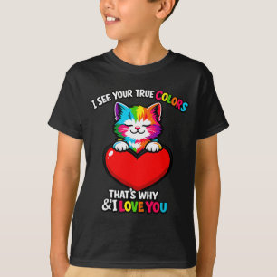 Autism love rainbow cat awareness  T-Shirt