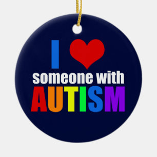 Autism Love Rainbow Family Support Colorful Cute Ceramic Tree Decoration
