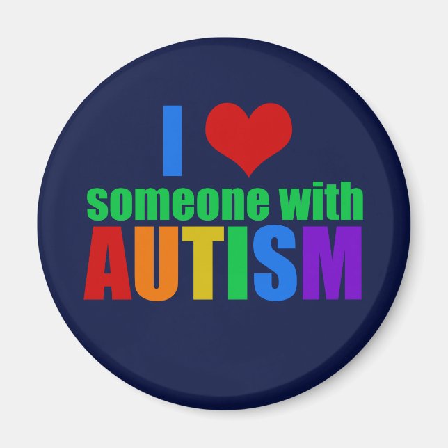 Autism Love Rainbow Family Support Colorful Cute Magnet (Front)