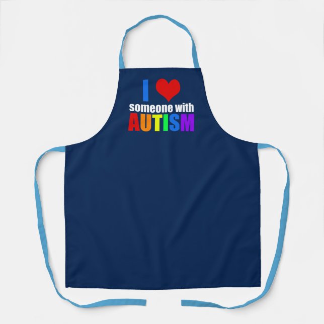 Autism Love Rainbow Family Support Colourful Cute Apron (Front)