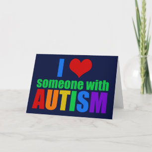 Autism Love Rainbow Family Support Colourful Cute Card