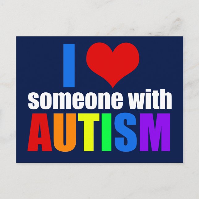 Autism Love Rainbow Family Support Colourful Cute Postcard (Front)