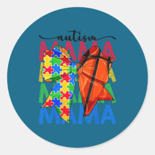 Autism mama autism awareness coquette bow classic round sticker