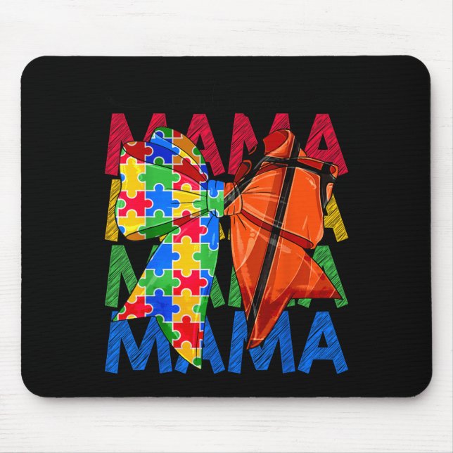 Autism Mama Autism Awareness Coquette Bow Mouse Mat (Front)