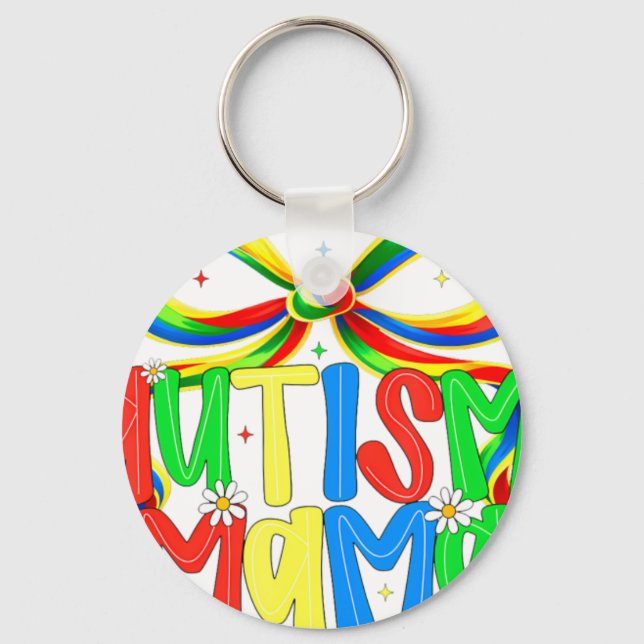 Autism Mama Awareness Bow Mother'S Da Key Ring (Front)