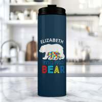 Autism Mama Bear And Cub Puzzle Piece Personalised