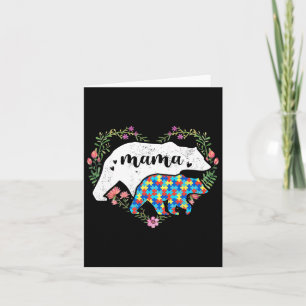 Autism Mama Bear Mum Love Support Child Autism Awa Card