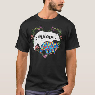 Autism Mama Bear Mum Love Support Child Autism Awa T-Shirt