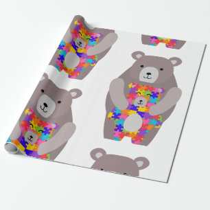 autism mama bear wrapping paper