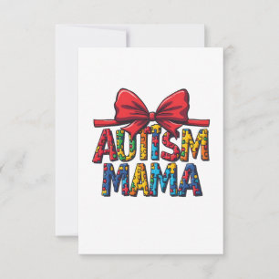 Autism Mama Bow Coquette Mum Autism Awareness  Thank You Card