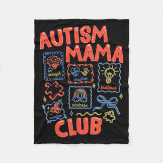 Autism Mama Club Retro Neurodiversity Awareness Fleece Blanket