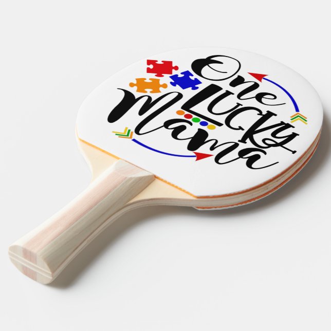 Autism Mama Full Print Back Ping Pong Paddle (Front Angle)