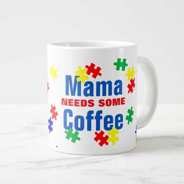 Autism Mama  - Jumbo Mug (Front Right)