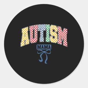 Autism Mama Mum Coquette Bow Autism Awareness Cute Classic Round Sticker