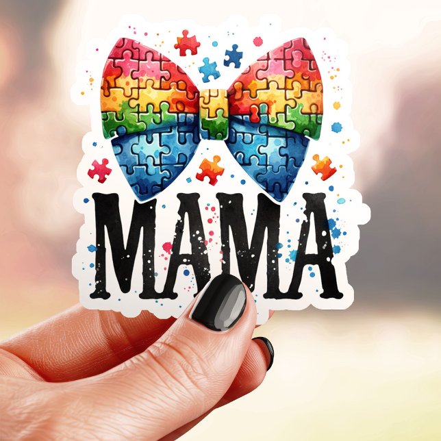 Autism Mama Puzzle Piece Bow (Creator Uploaded)