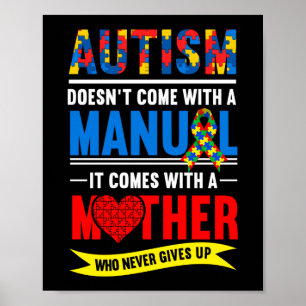 Autism Manual Mum Mother Mama Flower Rainbow Poster