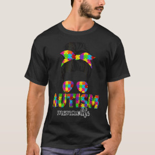 Autism Memaw Messy Bun Puzzle Sunglasses Motheru20 T-Shirt