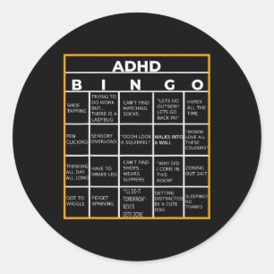 Autism Mental Health Awareness Day Adhd Bingo Fun Classic Round Sticker
