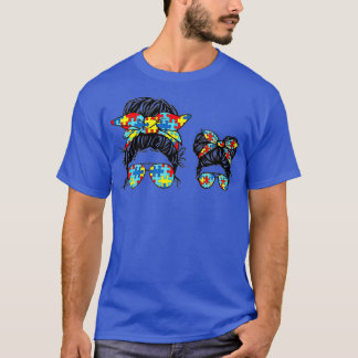 Autism Mom And Kid Life Messy Bun Sunglasses Banda T-Shirt