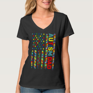 Autism Mom Distressed American Flag Autism Awarene T-Shirt