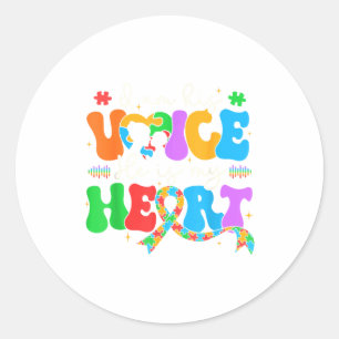 Autism Mom I'm His Voice He Is My Heart Autism Awa Classic Round Sticker