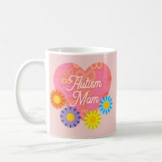 Autism Mom Infinity Knots In Heart With Flowers Coffee Mug