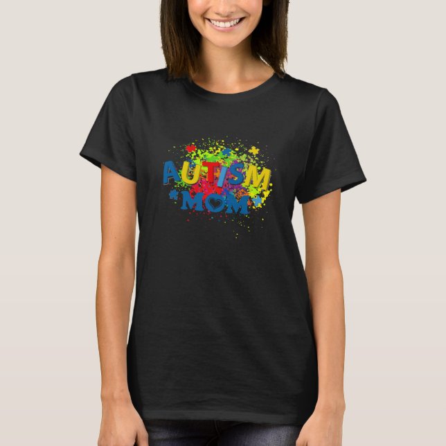 Autism Mom Mother Sunflower Puzzle Piece Autism Aw T-Shirt (Front)