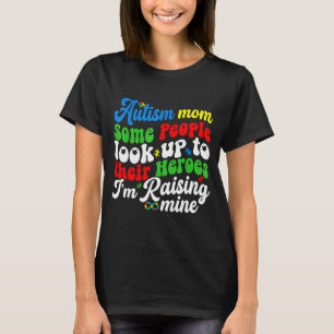 Autism mom raising my hero groovy retro puzzle T-Shirt