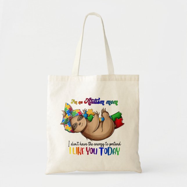 Autism Mom - Sloth Tote Bag (Front)
