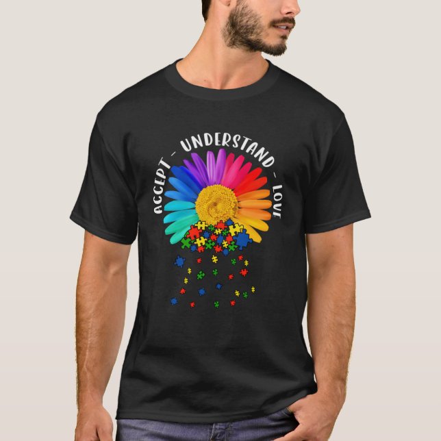 Autism Mom Support Floral Autism Awareness Daisy F T-Shirt (Front)